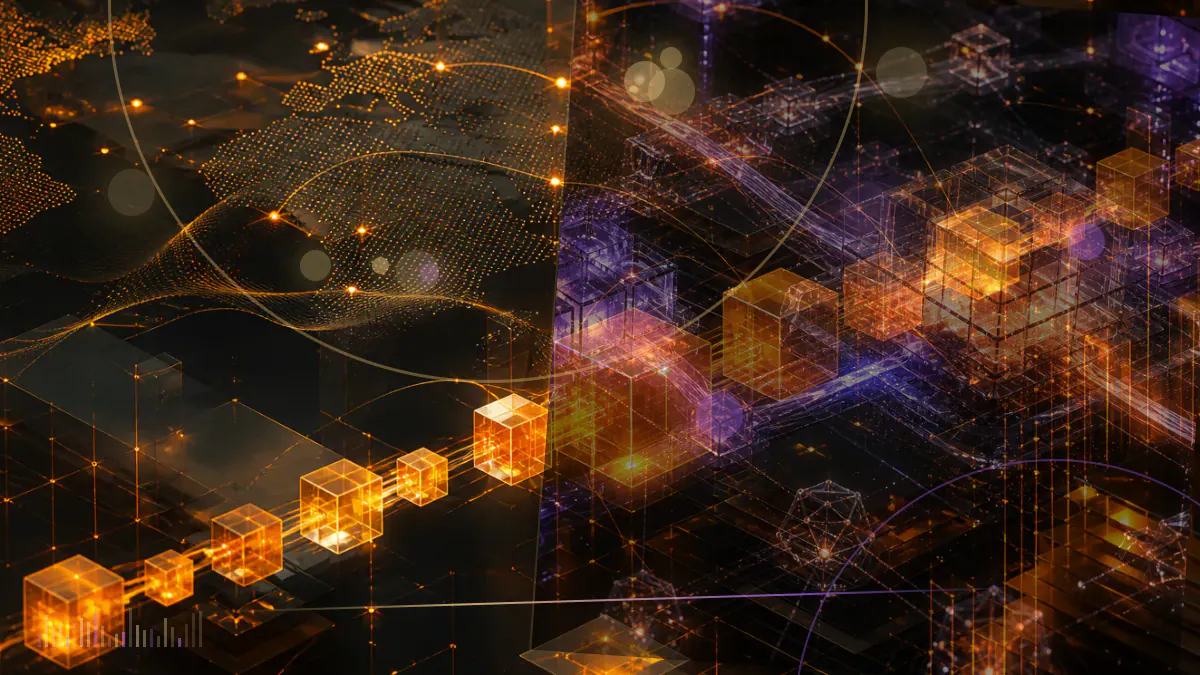 Conceptual illustration of a bitcoin-backed security connecting institutional custody to Deutsche Börse’s electronic trading infrastructure
