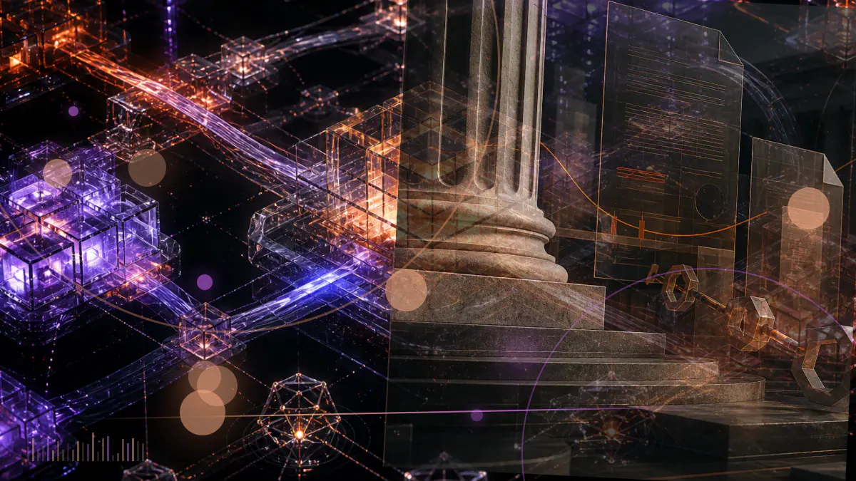 Conceptual illustration of Ethereum oracle feeds branching into an auction path that returns liquidation value to the Aave protocol