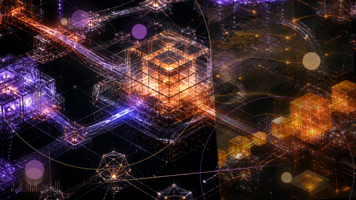 Conceptual illustration of wrapped ether collateral locks spreading across six connected Aave markets after a cross-chain verification failure