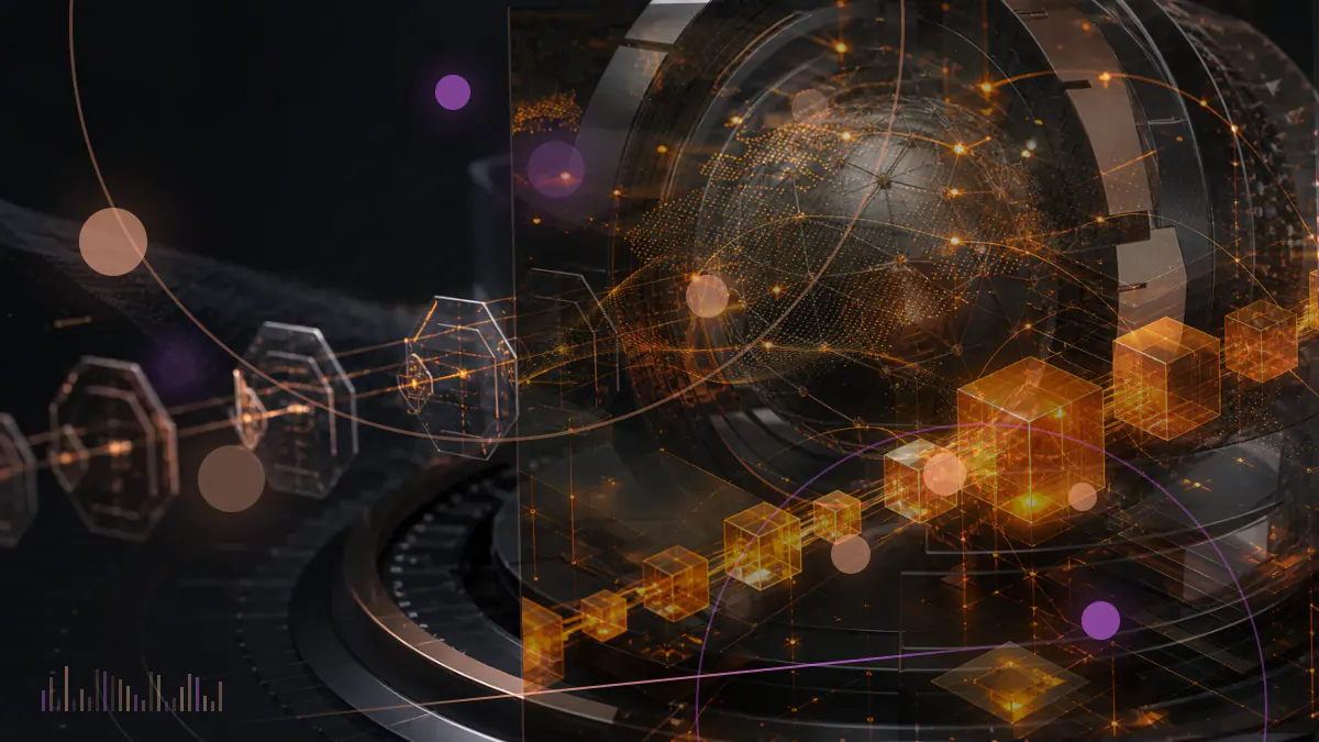 Conceptual illustration of a protective shield closing over interconnected decentralized lending markets
