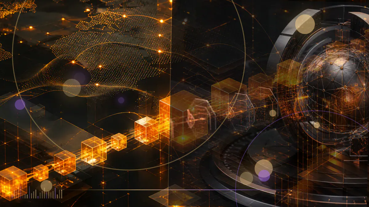 Conceptual illustration of a fractured options vault connected to an oracle data feed while the separate Aevo exchange remains isolated