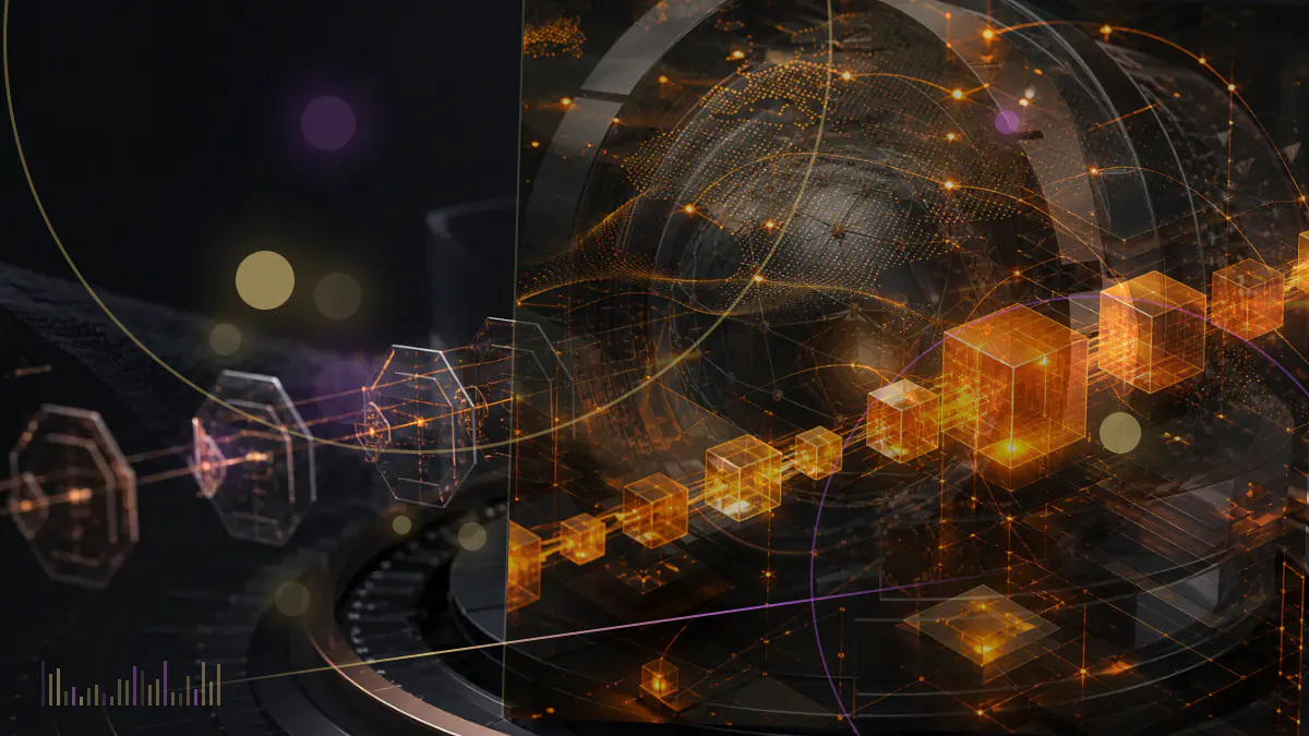 Conceptual illustration of an ApeCoin token powering interconnected blockchain nodes at a Lisbon launch event