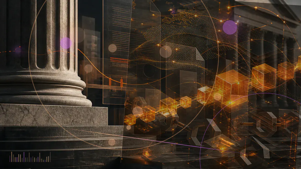 Conceptual illustration of cryptocurrency assets appearing inside two regulated Argentine banking interfaces