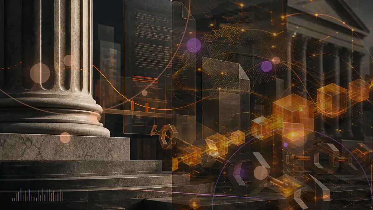 Conceptual illustration of labeled blockchain wallets connected through a token-funded intelligence bounty market