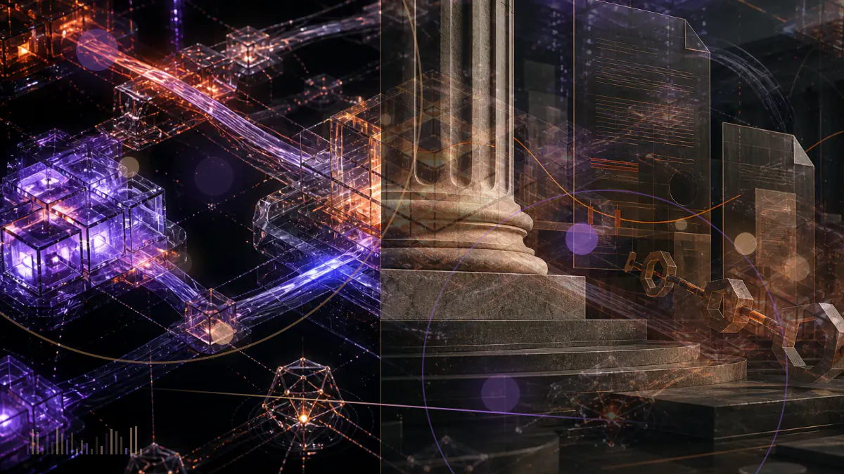 Conceptual illustration of a secured Bitcoin reserve ledger beneath the dome of the United States Capitol