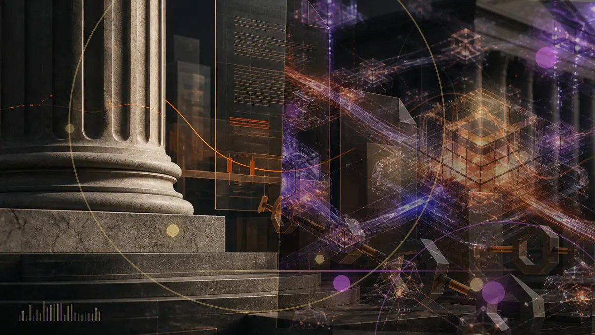 Conceptual illustration of a halted blockchain network with a broken cross-chain validation route and unauthorized tokens