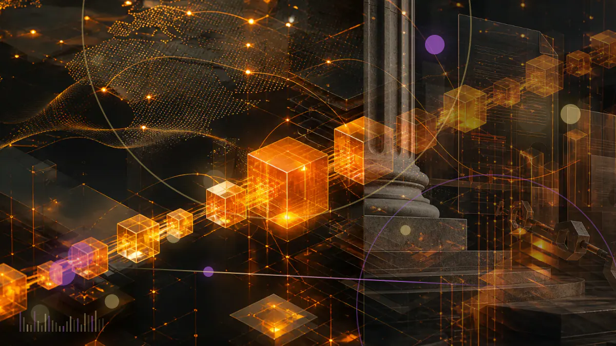Conceptual illustration of bitcoin moving into a regulated institutional custody vault connected to a futures exchange