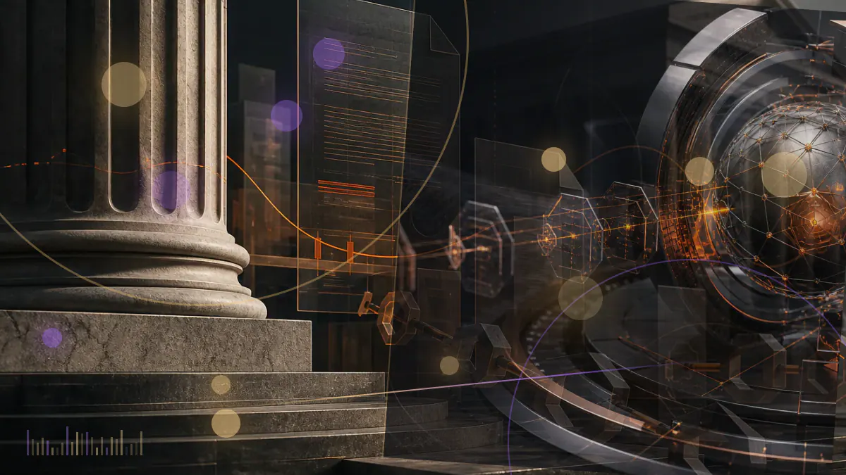 Conceptual illustration of secured bitcoin custody connected to an institutional futures clearing network