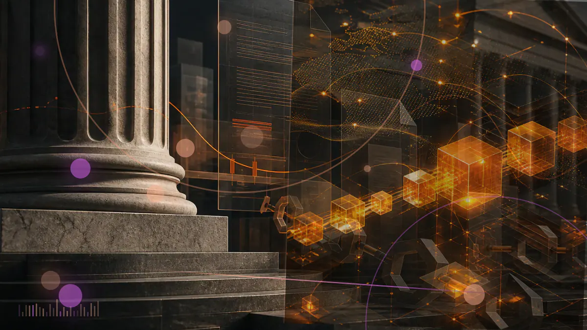 Conceptual illustration of fragmented liquidity pools and transaction paths representing the Balancer V2 exploit