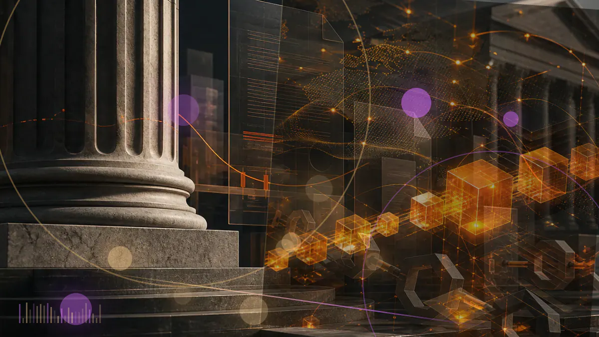 Conceptual illustration of a Russian central-bank policy document opening a regulated gateway between retail investors and cryptocurrency assets