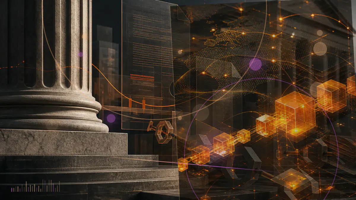 Conceptual illustration of a dollar-pegged Basis token balancing between expanding and contracting digital supply