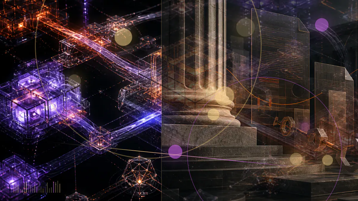 Conceptual illustration of two digital trading platforms joining around futures and options market data