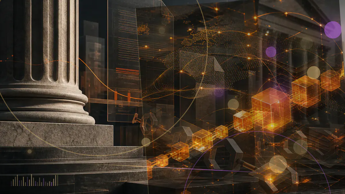 Conceptual illustration of FTT tokens moving away from a cryptocurrency exchange ledger while a competing trading firm presents a fixed-price offer