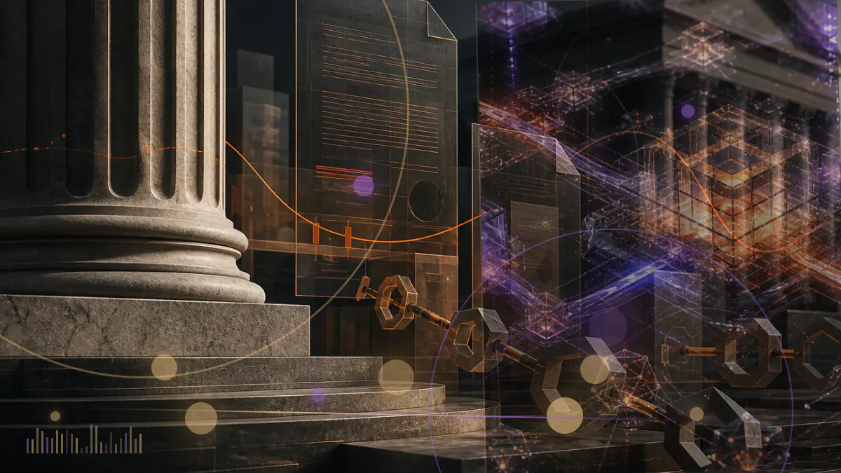 Conceptual illustration of Bitcoin reserves connected to a cryptographic Merkle tree and verification ledger