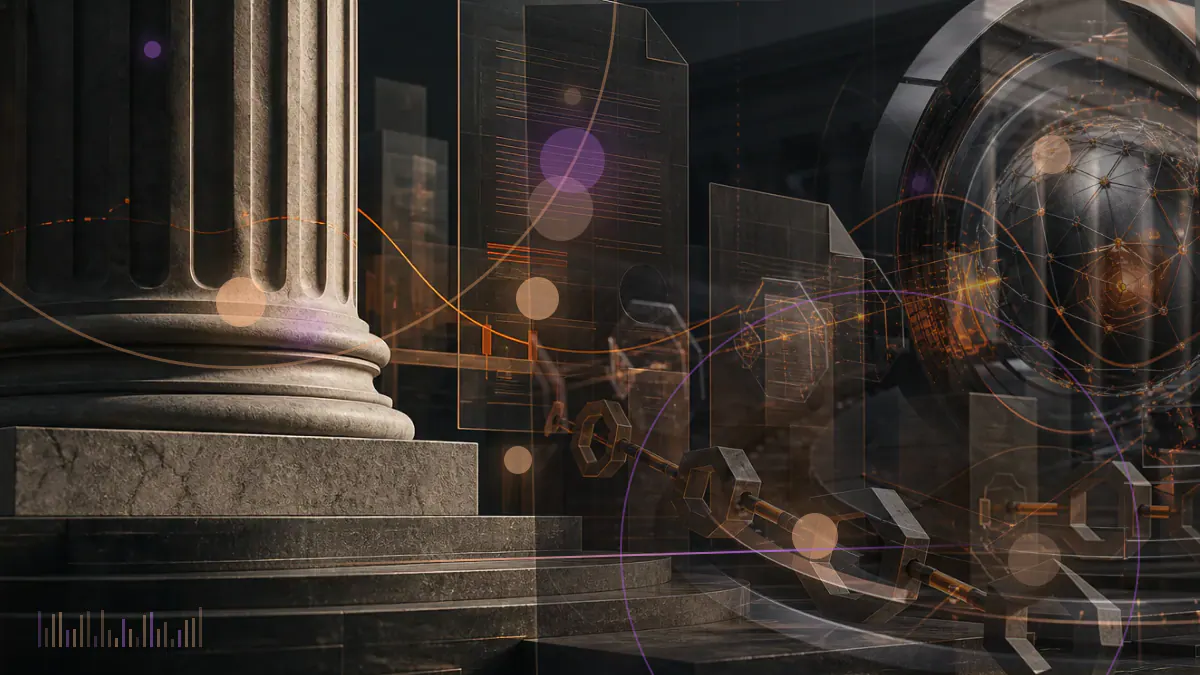 Conceptual illustration of a digital token being removed from a cryptocurrency exchange order book beside a regulatory filing