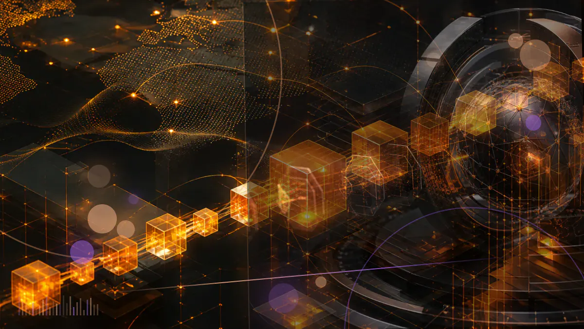 Conceptual illustration of a centralized cryptocurrency exchange connecting to a new public blockchain and decentralized trading network
