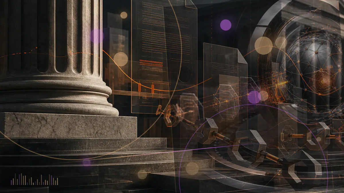 Conceptual illustration of a genesis blockchain ledger connecting Ethereum-based BNB tokens to the new Binance Chain network