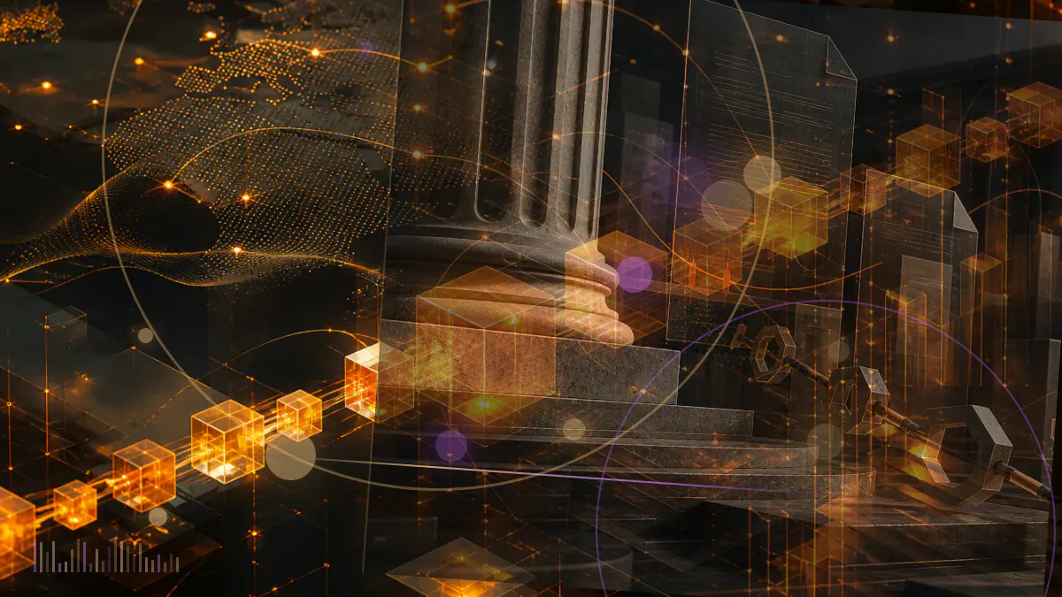 Conceptual illustration of a Dogecoin token entering a digital exchange order book with bitcoin, BNB and stablecoin trading routes