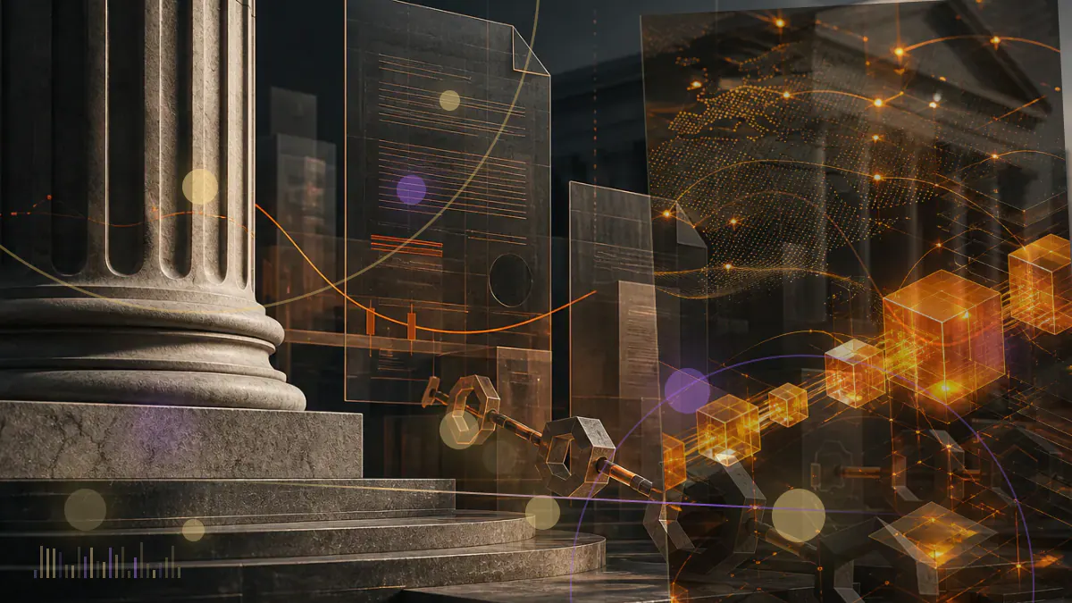Conceptual illustration of two disconnected cryptocurrency exchange networks representing disputed operational control
