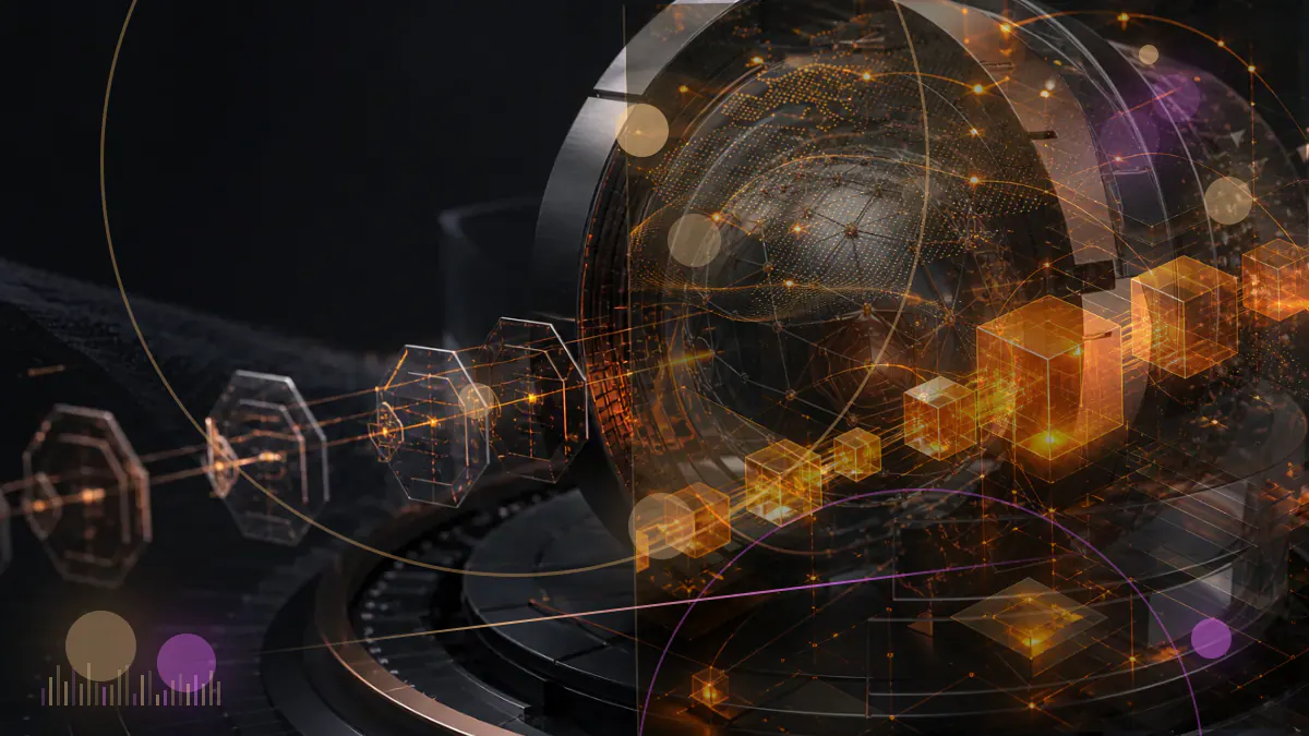 Conceptual illustration of bank deposit rates and stablecoin balances moving across connected financial ledgers