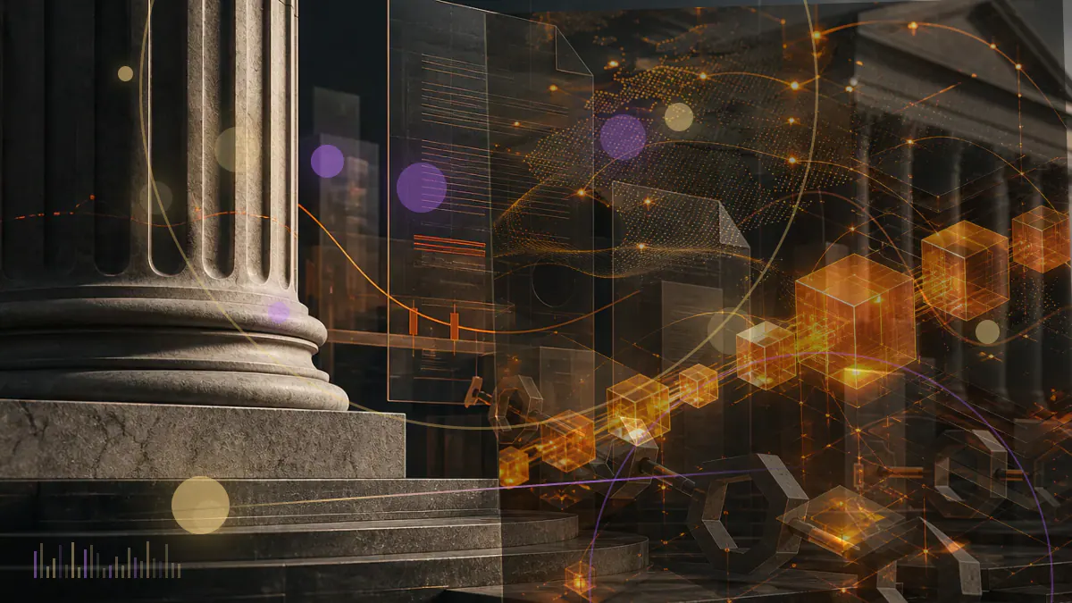 Conceptual illustration of a peer-to-peer cryptocurrency trade network interrupted by a red security alert and a misdirected bitcoin payout path