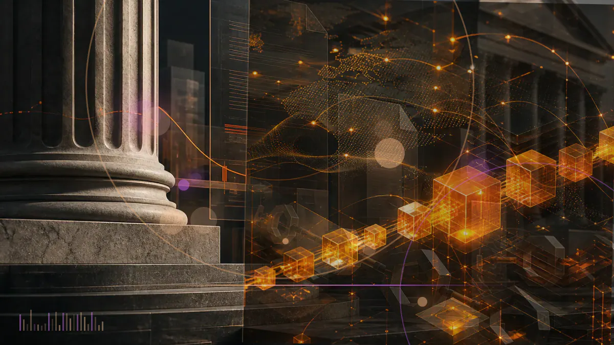 Conceptual illustration of a bitcoin price chart surging and reversing beside a disrupted cryptocurrency exchange interface