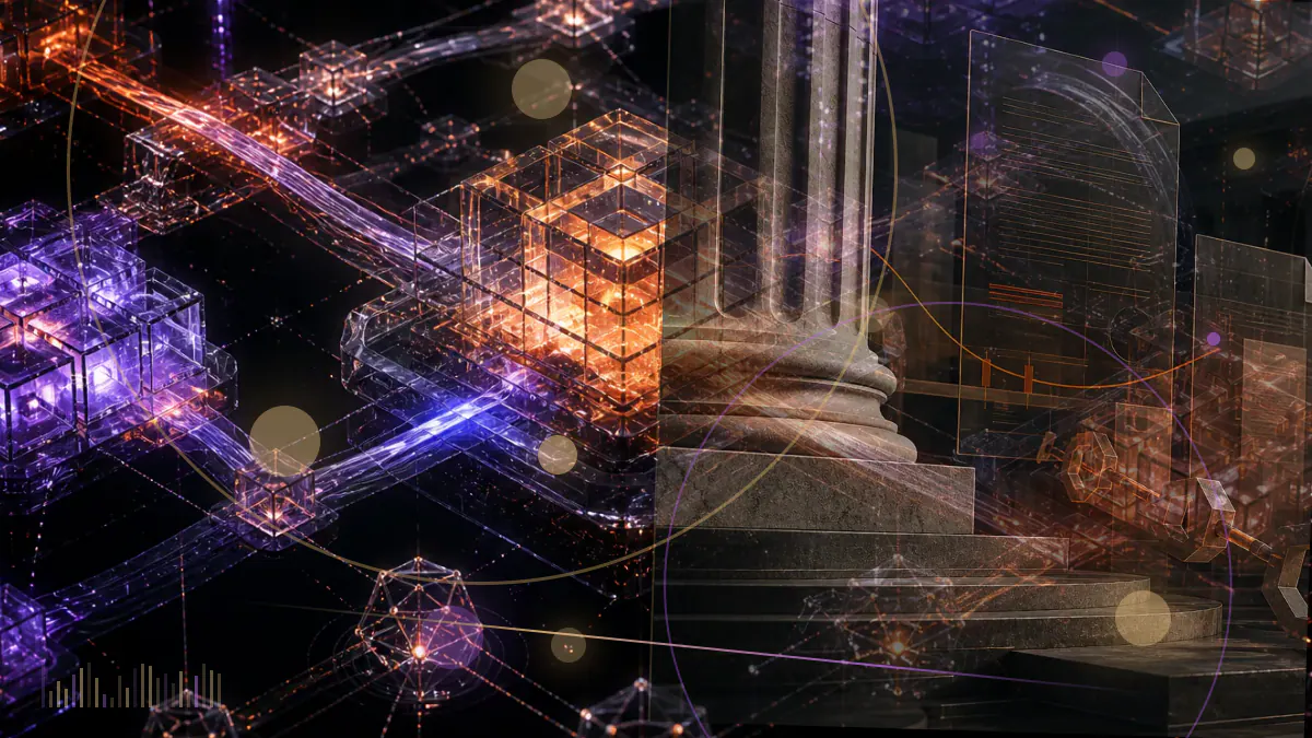 Conceptual illustration of Bitcoin crossing a $57,000 market threshold beside institutional fund channels