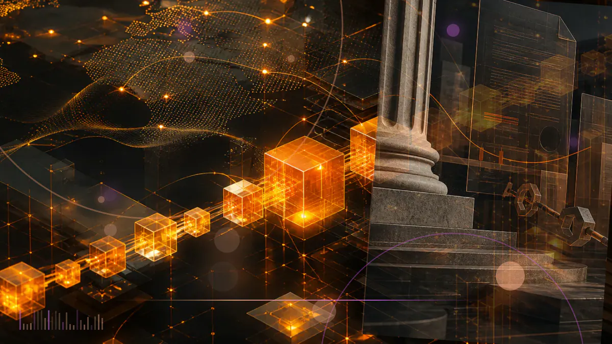 Conceptual illustration of a Bitcoin Cash blockchain dividing into BCHN and Bitcoin ABC branches under different consensus rules