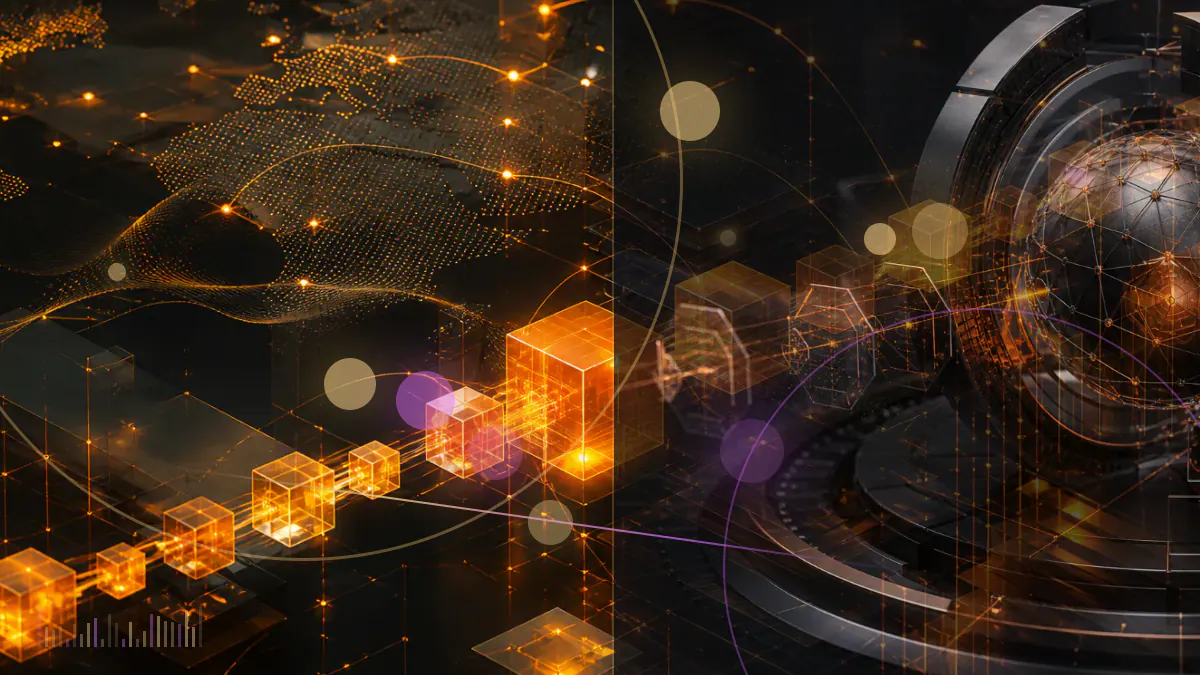 Conceptual illustration of distributed Bitcoin nodes testing a new software release across an interconnected network