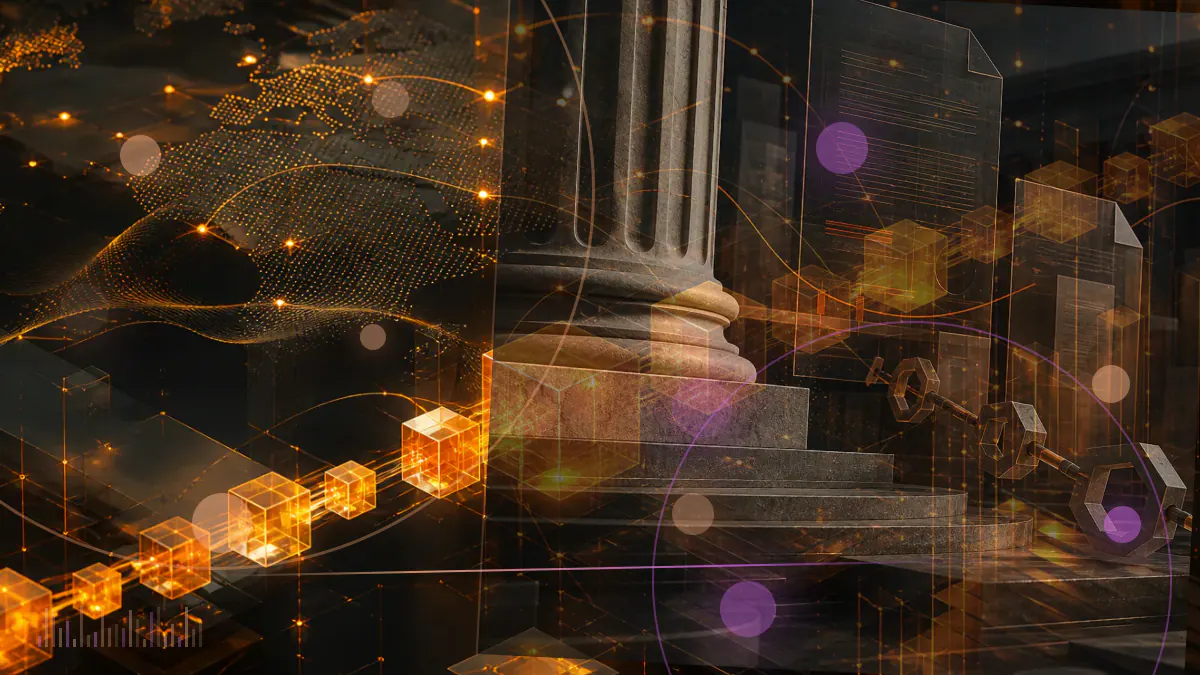 Conceptual illustration of bitcoin breaking through a six-figure $100,000 market threshold