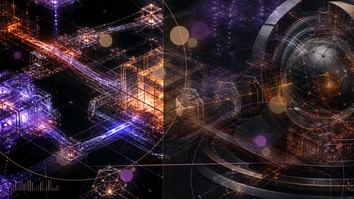 Conceptual illustration of bitcoin rising through a $105,000 market threshold beside an institutional index grid.