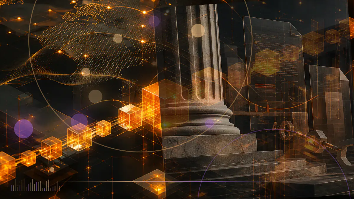 Conceptual illustration of a luminous bitcoin rising through the $68,000 level beside institutional market-flow lines