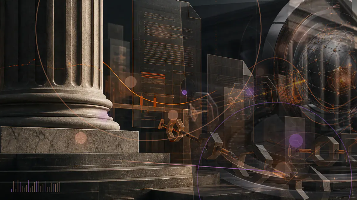 Conceptual illustration of Bitcoin mining rigs confronting a higher proof-of-work target at block 818,496