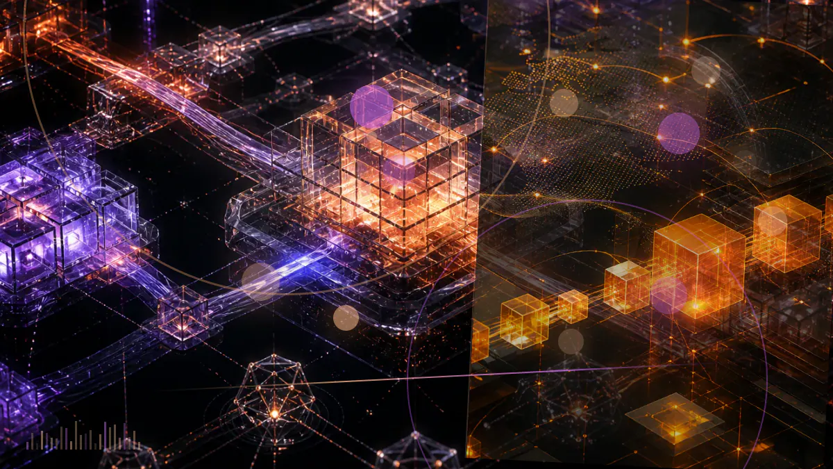 Conceptual illustration of Bitcoin mining machines recalibrating around a record-high proof-of-work difficulty target