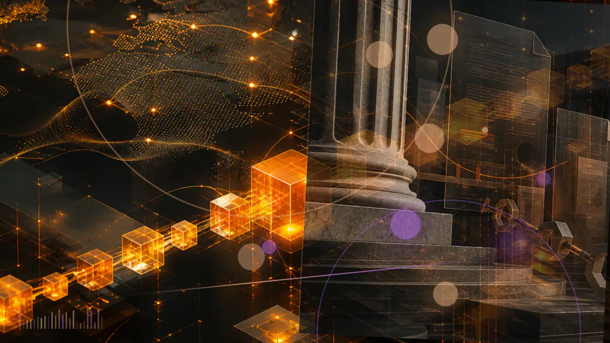 Conceptual illustration of Bitcoin mining nodes remaining connected around a darkened map of Kazakhstan during a difficulty adjustment