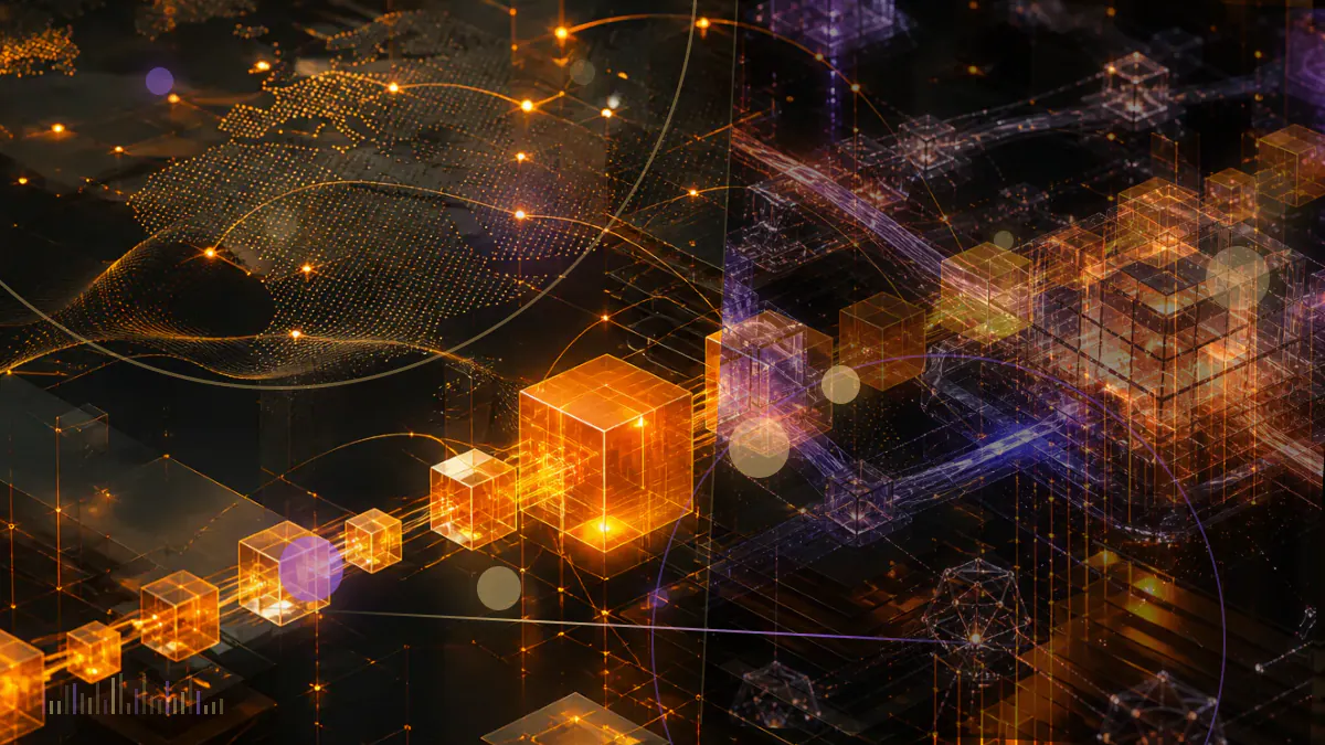 Conceptual illustration of deep bitcoin and ether order books beside thinning altcoin liquidity layers