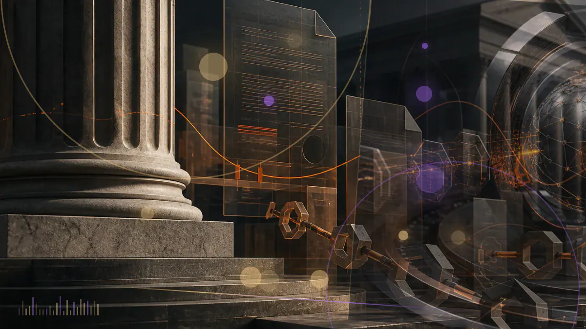 Conceptual illustration of a falling bitcoin market chart beside a stalled United States Senate relief vote