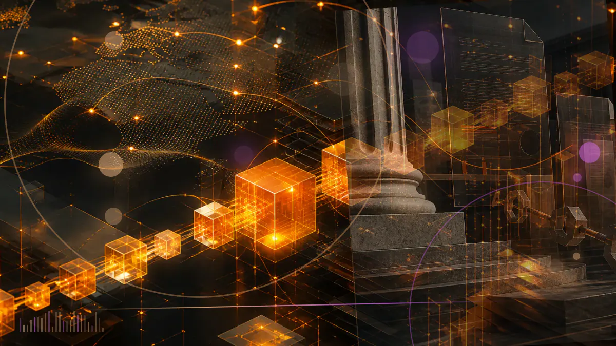 Conceptual illustration of bitcoin holding near a $30,000 market threshold beside an incomplete institutional ETF filing