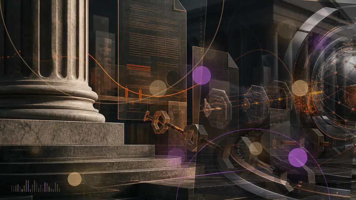 Conceptual illustration of bitcoin rising above a reviving field of cryptocurrency market activity