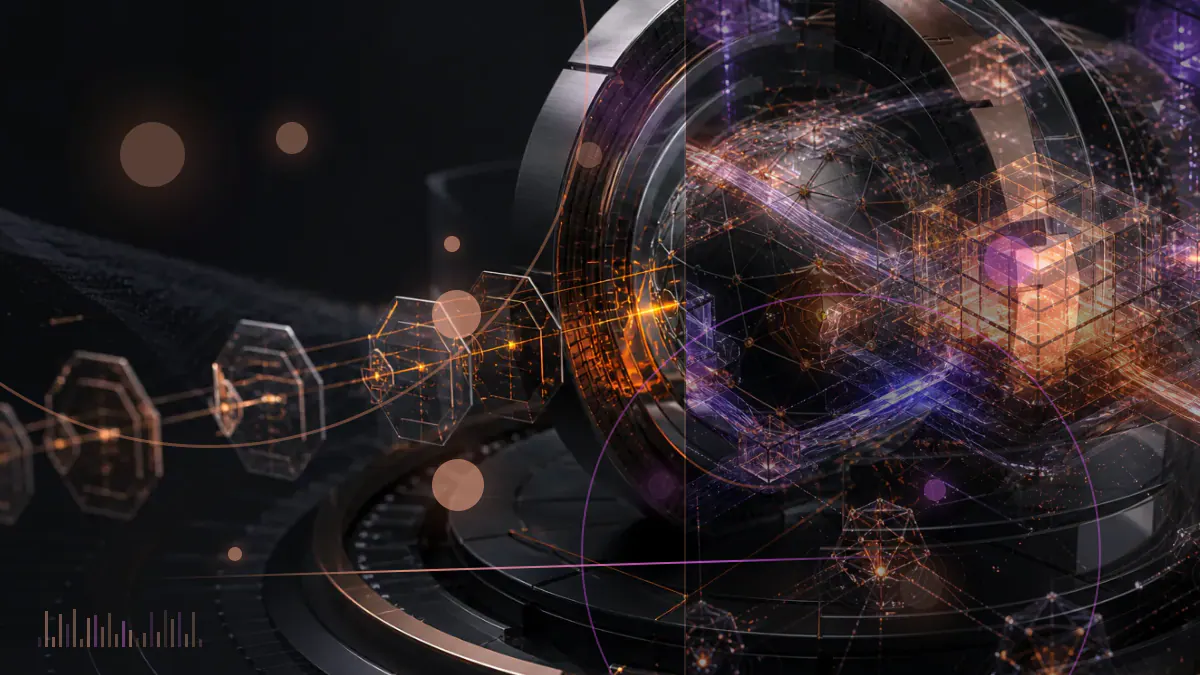 Conceptual illustration of Bitcoin mining machines reconnecting to a glowing network as a market chart rises after the 2020 halving