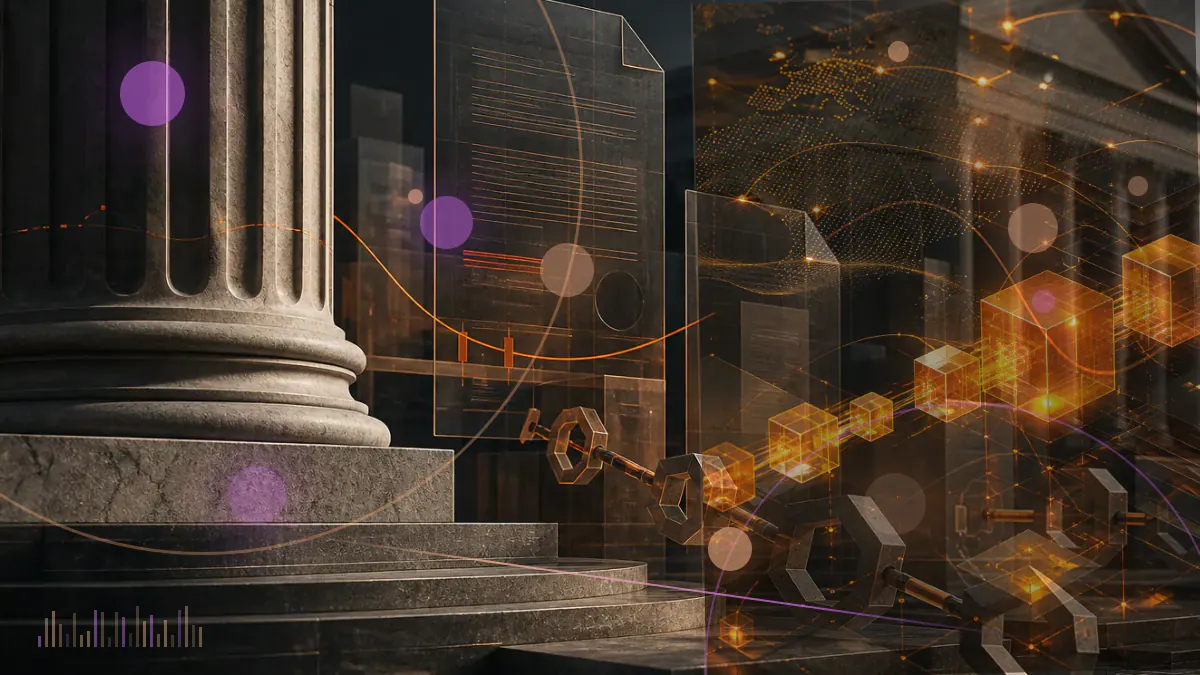 Conceptual Bitcoin token rising through a $90,000 market threshold beside a central-bank calendar