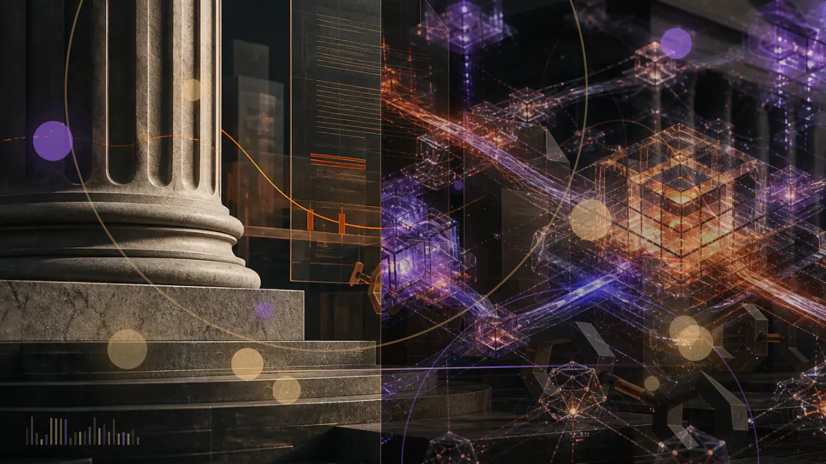 Conceptual illustration of Bitcoin blocks filling with monetary transactions and Ordinals inscription data
