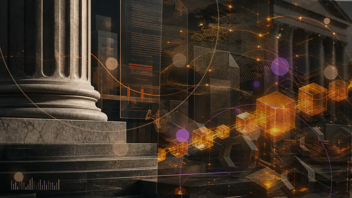 Conceptual illustration of a cryptocurrency exchange ledger facing a South Korean tax assessment