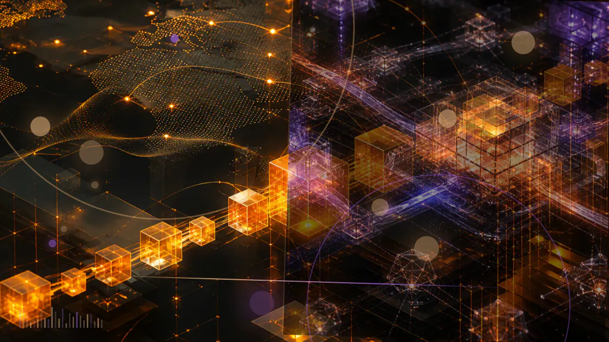 Conceptual illustration of a cryptocurrency derivatives terminal facing a U.S. regulatory inspection beam