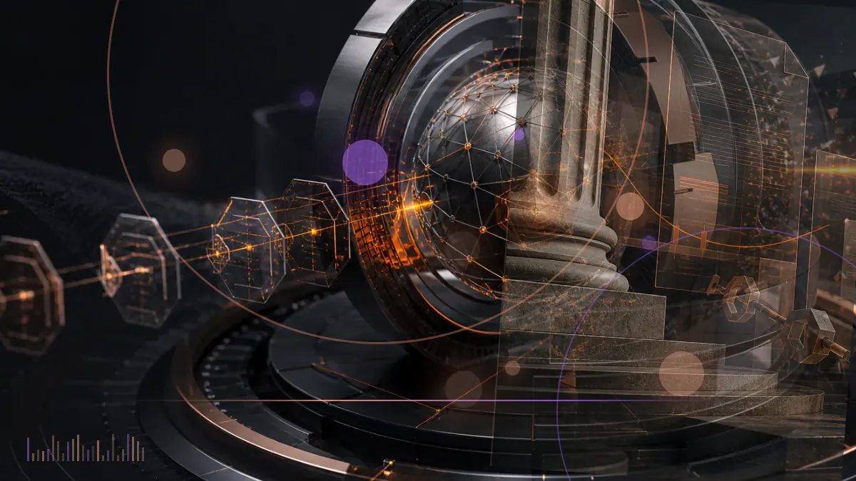 Conceptual illustration of ether tokens accumulating in a public-company treasury while a portion remains outside a staking structure
