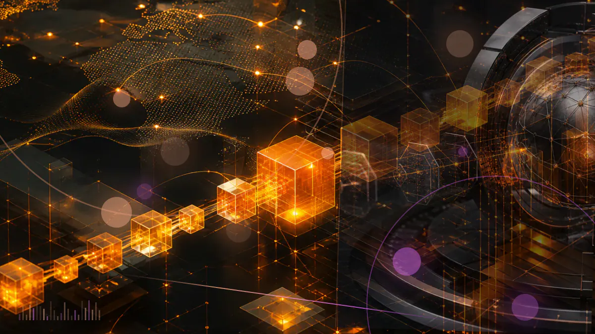 Conceptual illustration of transatlantic cryptocurrency exchange-traded products joining under the Bitwise brand
