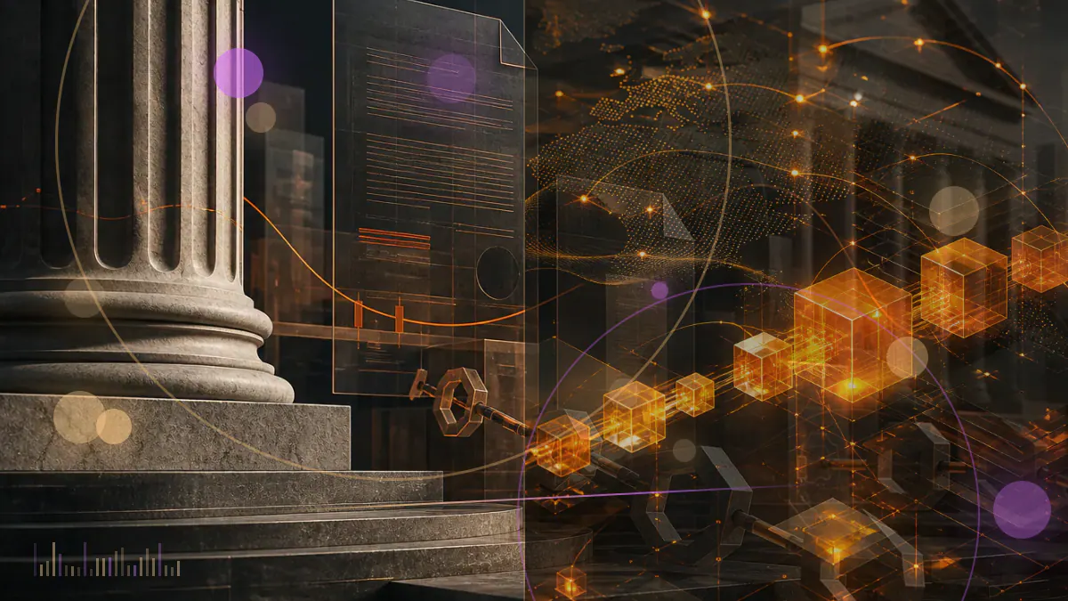 Conceptual illustration of NEAR tokens entering an exchange-traded fund structure connected to the NYSE