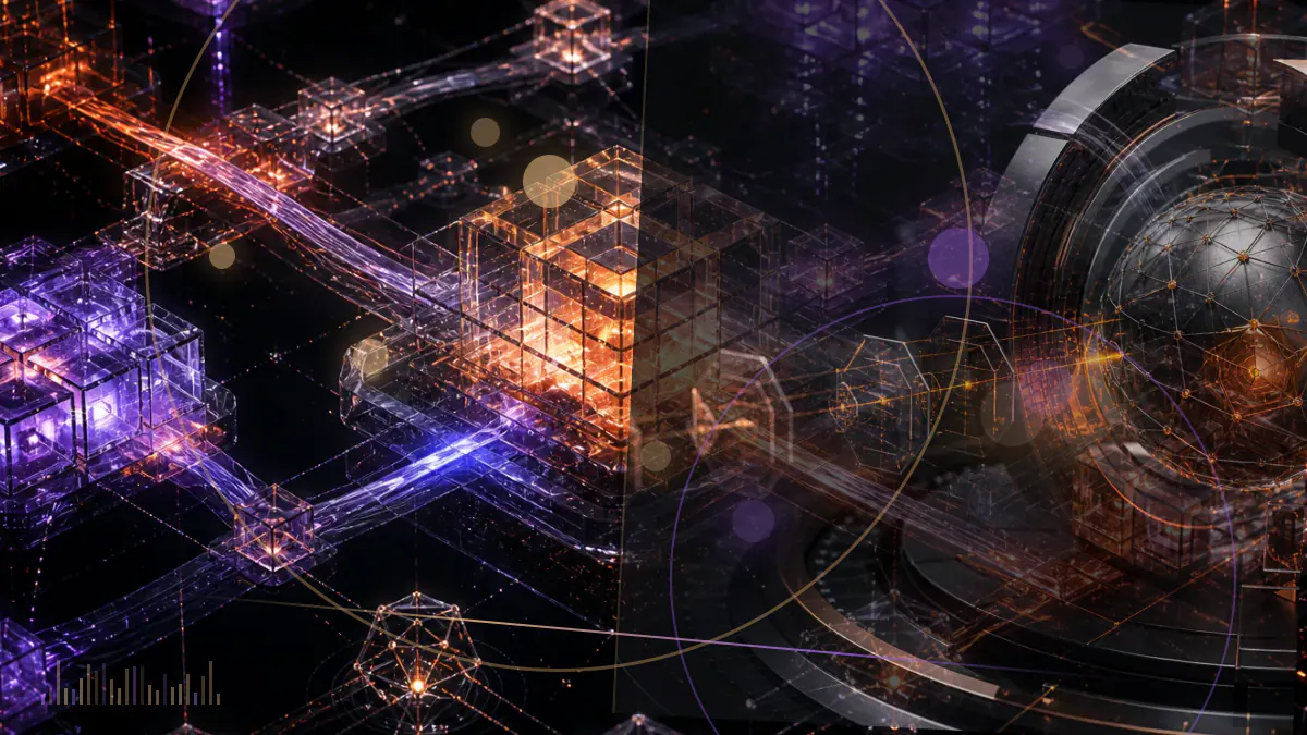 Conceptual illustration of bitcoin trading screens separating a small transparent market from a larger field of artificial volume