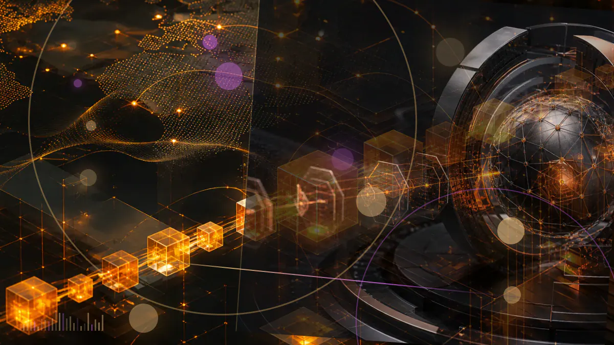 Conceptual illustration of a Bitcoin symbol entering an institutional trust structure beside a regulatory filing ledger