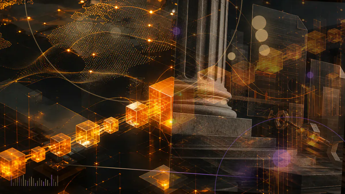 Conceptual illustration of bitcoin moving between institutional nodes on a federated sidechain ledger